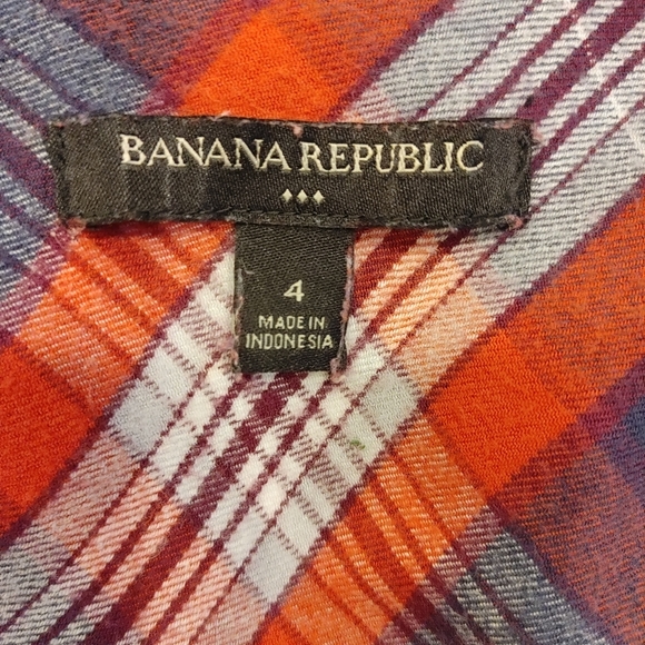 BANANA REPUBLIC PLAID FLANNEL BELTED SHIRT DRESS, PLAID RED 4 - Picture 10 of 12
